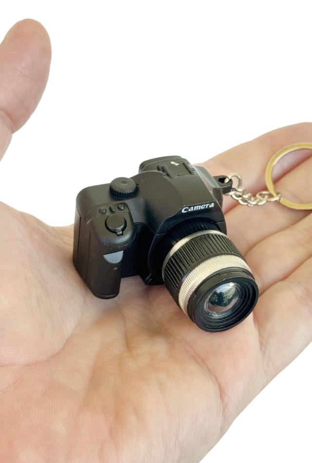 Slr Camera Keyring Retro Black Plastic Flash Sounds Pop Top Toys